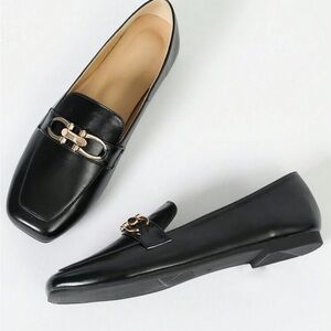 Wide Width Elegant Black Loafers for Women